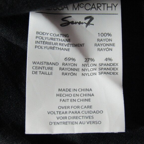 Melissa McCarthy Seven 7 Black Skirt Plus Size 1X Coated Raw Hem Side Zip Womens - Picture 7 of 9